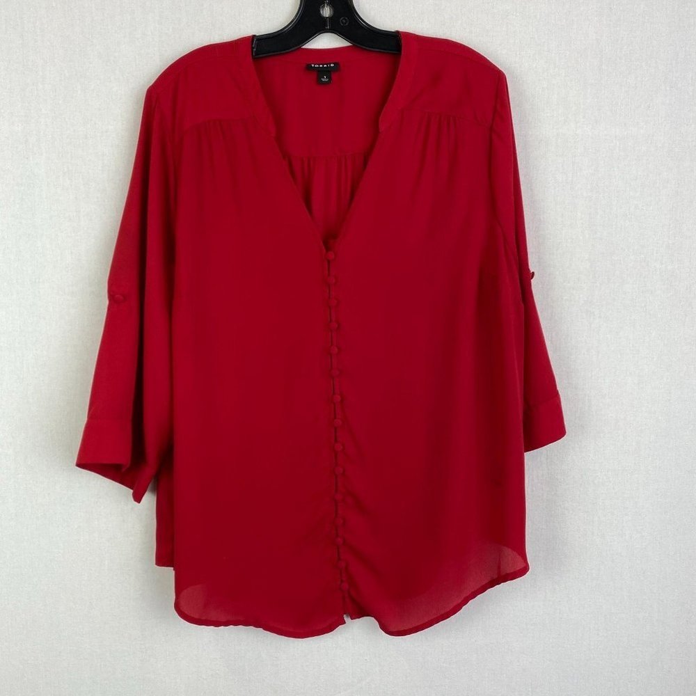 Torrid Button Up Sheer Top - image 1